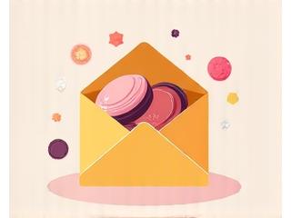 Illustration d'un e-mail ou d'une enveloppe avec des éclairs et des macarons.