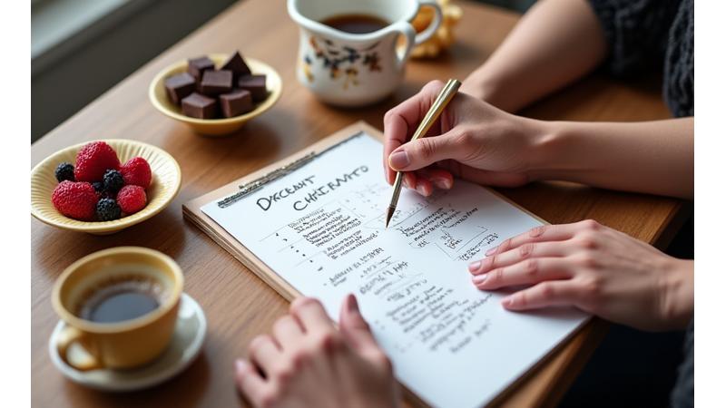 Illustration de personnes discutant d'idées créatives pour une pâtisserie sur-mesure.