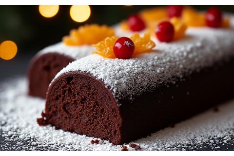 Pâtisseries hivernales riches avec chocolat noir, agrumes et fruits confits.