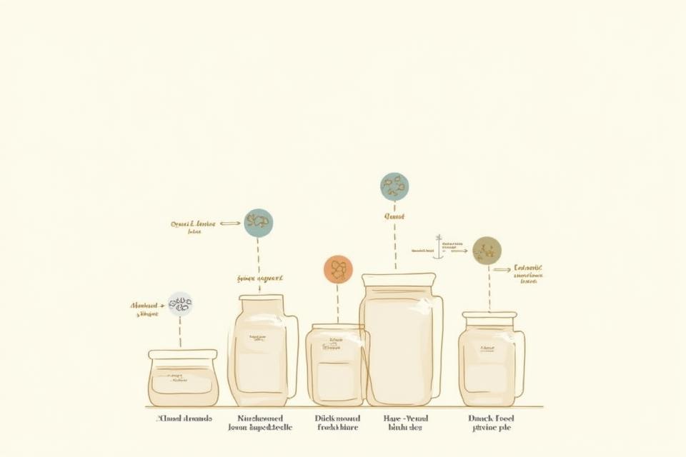 Infographie détaillée présentant diverses farines sans gluten (riz, sarrasin, maïs) et illustrant leurs propriétés chimiques et leurs usages en pâtisserie.