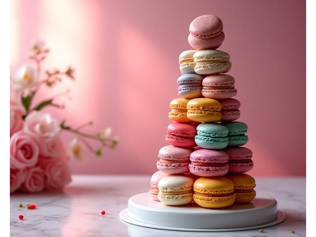 Tour de macarons multicolores et élégante