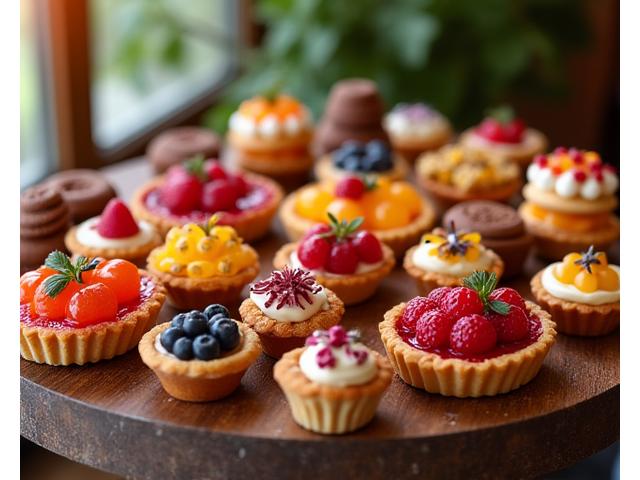 Table de desserts colorée pour une fête privée, avec des pâtisseries Gourmandise Velours