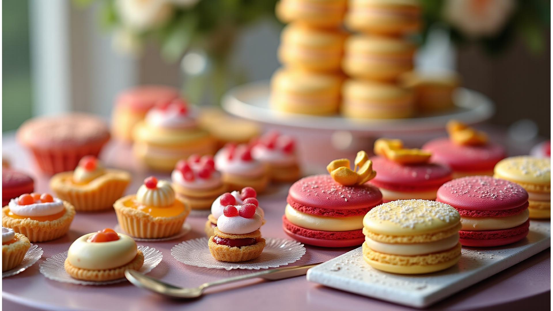 Buffet de patisseries fines et macarons pour une fête privée