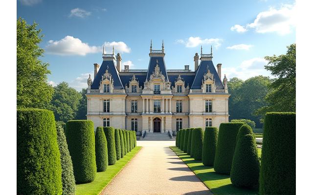 Château français historique avec jardins à la française, idéal pour un mariage