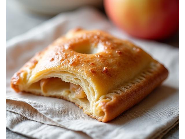 Chausson aux pommes au sarrasin, doré et croustillant, garni de compote de pommes fraîche.